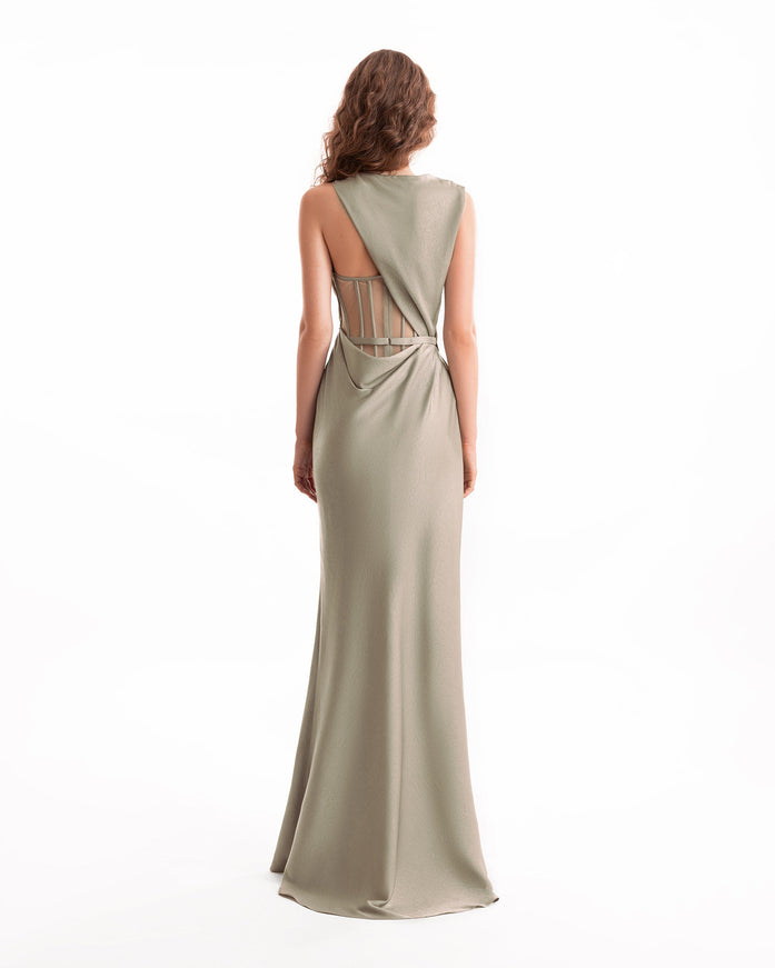 Gemy Maalouf Asymmetrical Draped Gown No. 2127