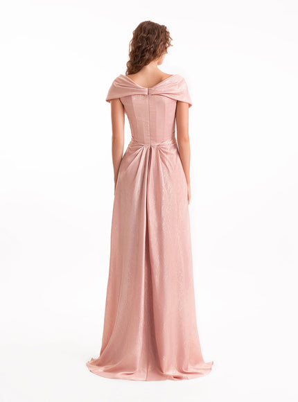 Gemy Maalouf Sweetheart Draped Long Gown Pink