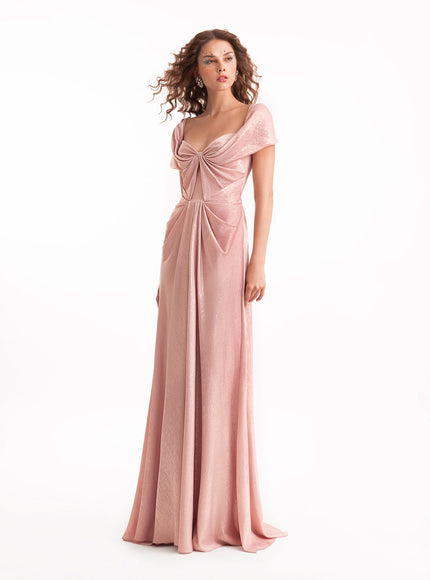 Gemy Maalouf Sweetheart Draped Long Gown Pink