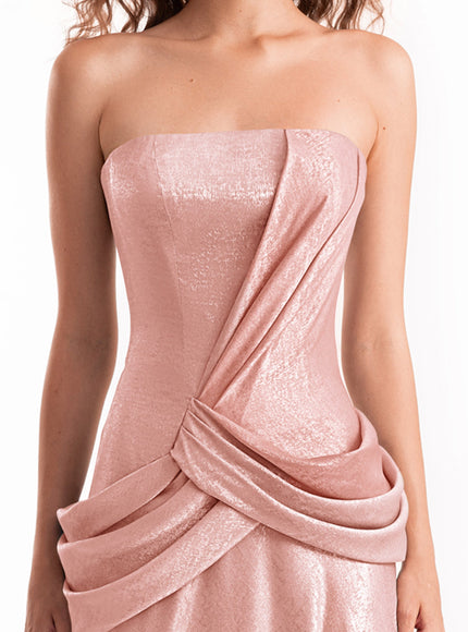 Gemy Maalouf Strapless Sculpted Draped Gown Pink