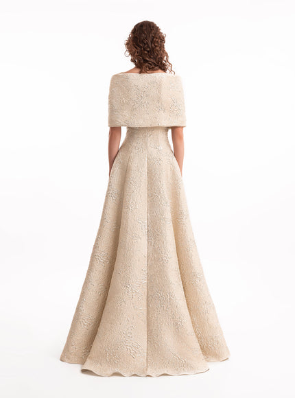 Gemy Maalouf Sweetheart Off-Shoulder Jacquard Gown - back