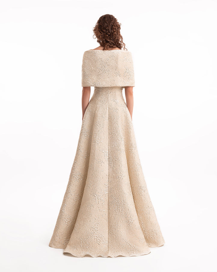 Gemy Maalouf Sweetheart Off-Shoulder Jacquard Gown