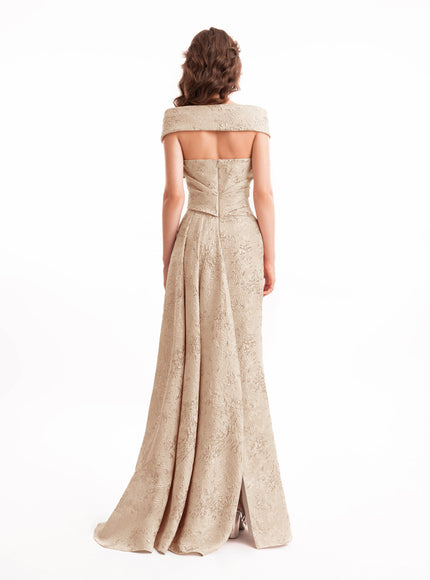 Gemy Maalouf Off-Shoulder Bow Draped Gown