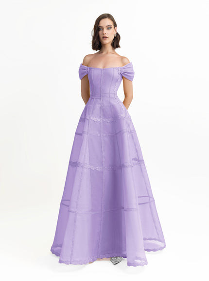 Gemy Maalouf Mesh Long Gown Purple
