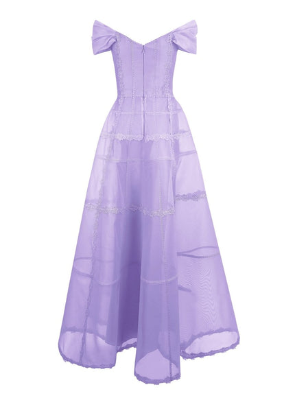 Gemy Maalouf Mesh Long Gown Purple