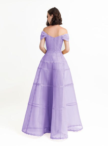 Gemy Maalouf Mesh Long Gown Purple