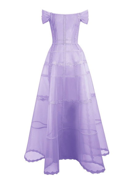 Gemy Maalouf Mesh Long Gown Purple