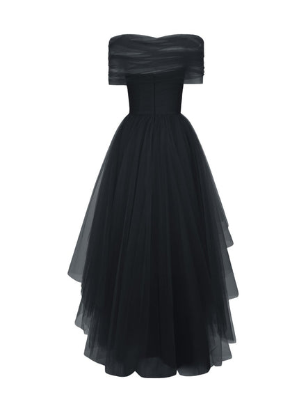 Gemy Maalouf Asymmetrical Tulle Gown Black