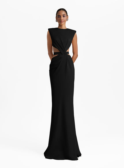 Gemy Maalouf Long Gown With Cut-Outs Black