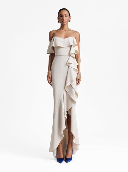 Gemy Maalouf Long Gown With Ruffles