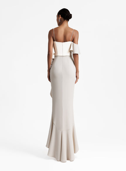 Gemy Maalouf Long Gown With Ruffles