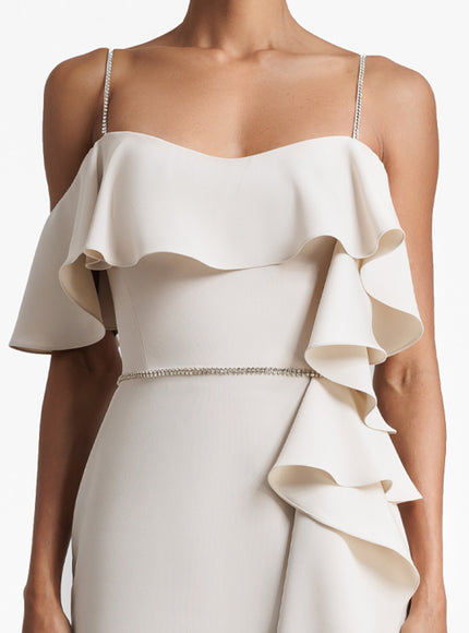 Gemy Maalouf Long Gown With Ruffles