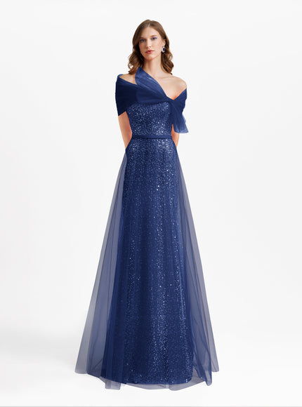 Gemy Maalouf Gown With Bow Design Blue