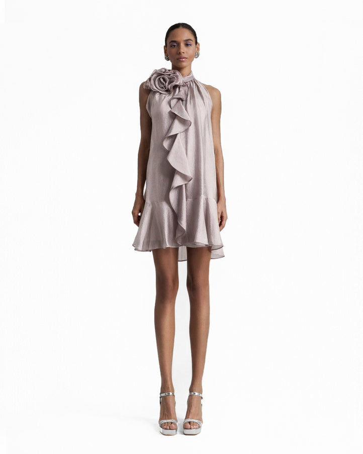 Gemy Maalouf Short Dress Featuring A Flower Design Lilac