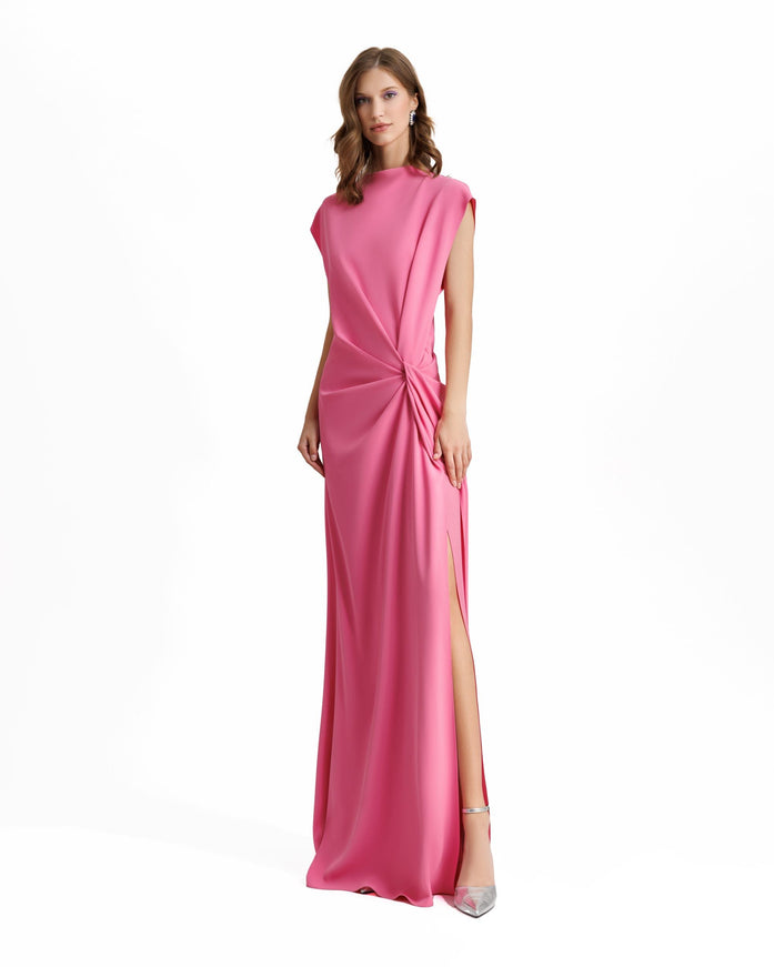 Gemy Maalouf Loose Cut Gown With Drapings Pink