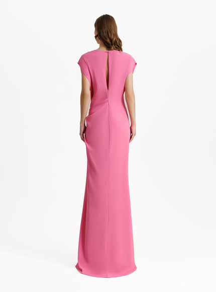 Gemy Maalouf Loose Cut Gown With Drapings Pink