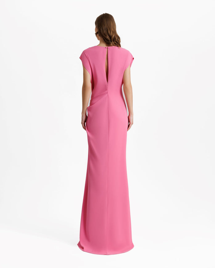 Gemy Maalouf Loose Cut Gown With Drapings Pink