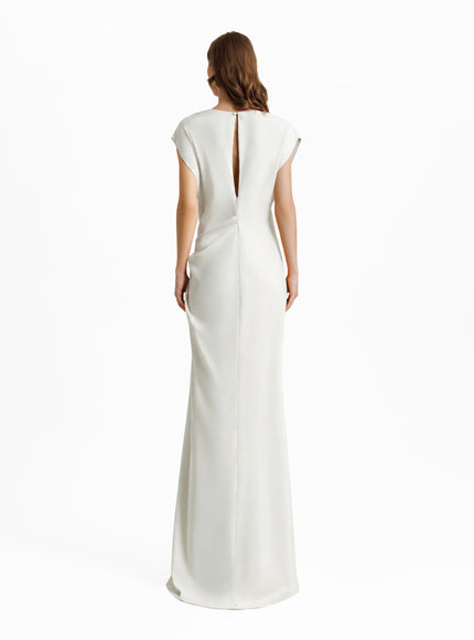 Gemy Maalouf Loose Cut Gown With Drapings Cream