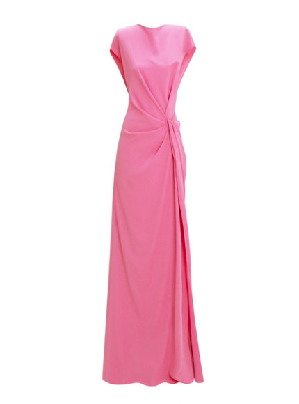 Gemy Maalouf Loose Cut Gown With Drapings Pink