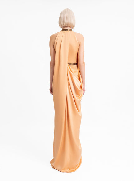 Gemy Maalouf Loose-Cut Gown With Beaded Collar
