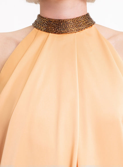 Gemy Maalouf Loose-Cut Gown With Beaded Collar