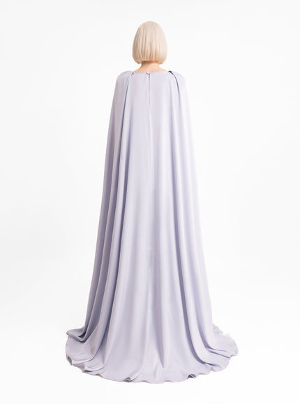 Gemy Maalouf Draped Gown With Cape-Like Sleeves