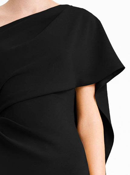 Gemy Maalouf Asymmetrical Neckline Gown No. 2012 Black