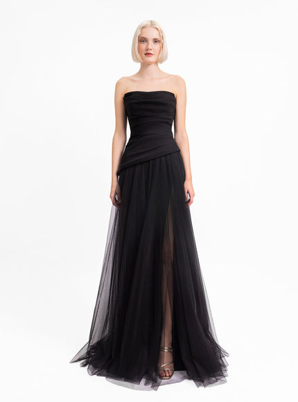 Gemy Maalouf Asymmetrical Draped Corset Gown