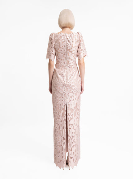 Gemy Maalouf Embroidered Satin Long Gown
