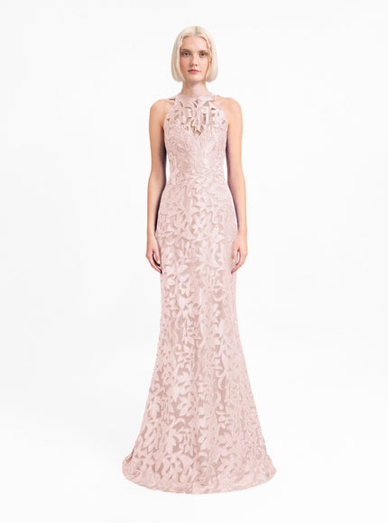 Gemy Maalouf Halter-Neckline Gown Blush