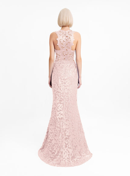 Gemy Maalouf Halter-Neckline Gown Blush