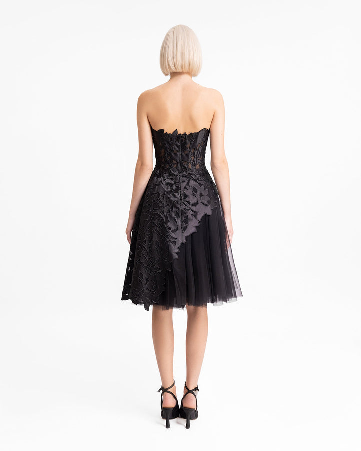 Gemy Maalouf Strapless Asymmetrical Top With Short Skirt