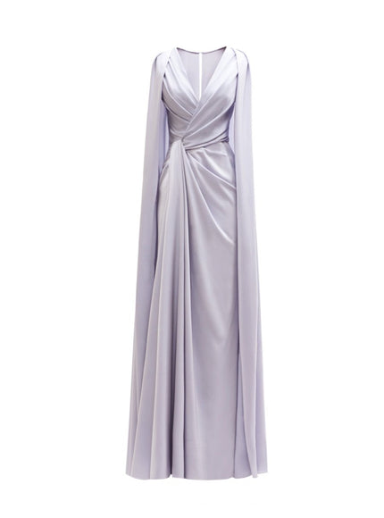 Gemy Maalouf Draped Gown With Cape-Like Sleeves