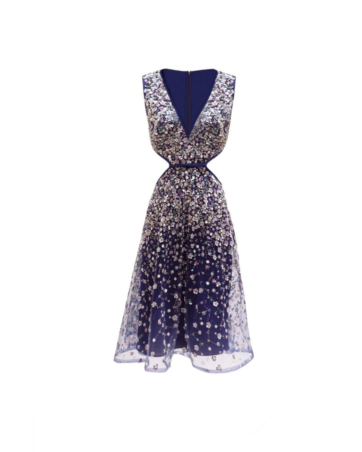 Gemy Maalouf Side And Back Cut-Out Dress Blue