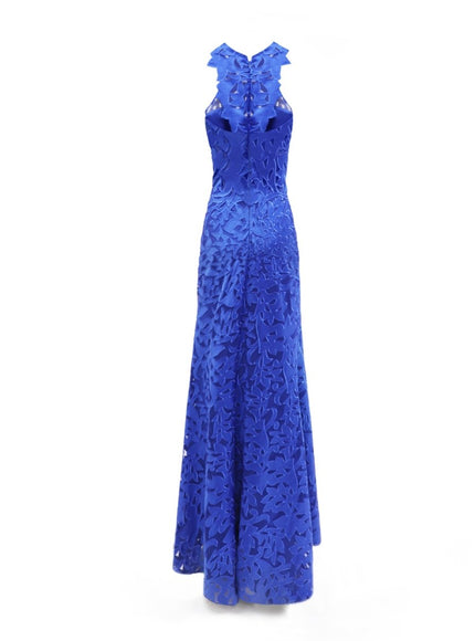 Gemy Maalouf Halter-Neckline Gown Blue