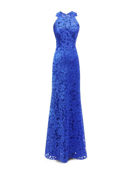 Gemy Maalouf Halter-Neckline Gown Blue