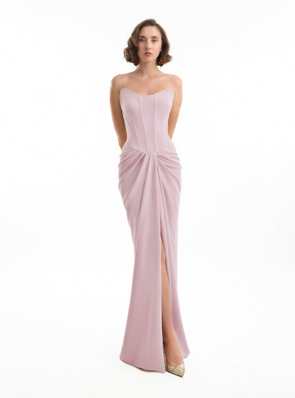 Gemy Maalouf Strapless Corset Gown Pale Pink