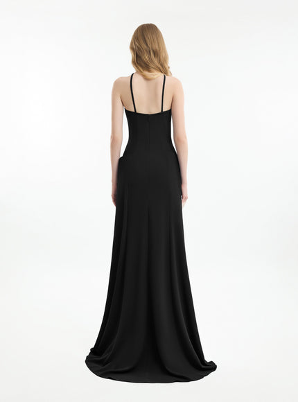 Gemy Maalouf Halter-Neck Gown With Structured Hips Black