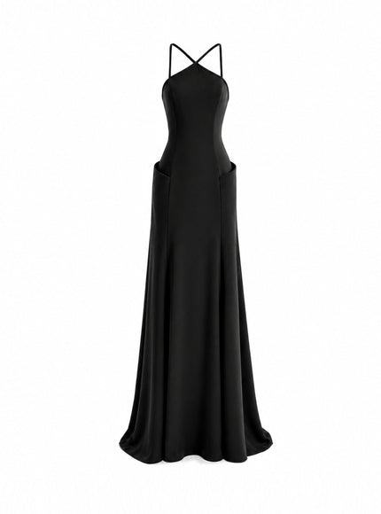 Gemy Maalouf Halter-Neck Gown With Structured Hips Black