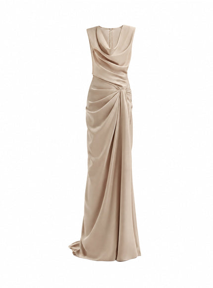 Gemy Maalouf Draped Long Gown Sand