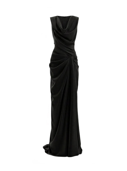 Gemy Maalouf Draped Long Gown Black