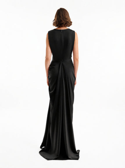 Gemy Maalouf Draped Long Gown Black
