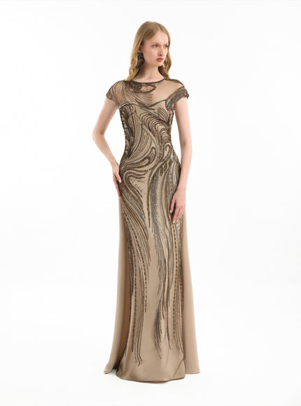Gemy Maalouf Beaded Embroidered Gown