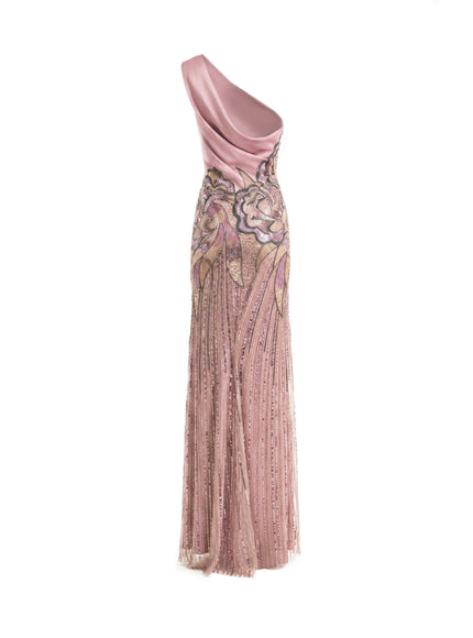 Gemy Maalouf One-Shoulder Satin Gown No. 2155