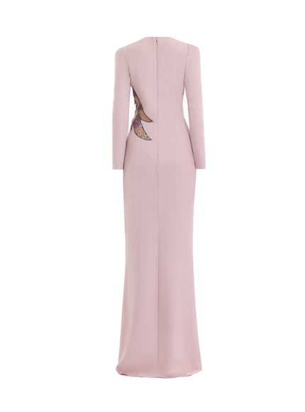 Gemy Maalouf Beaded Floral V-Neck Gown