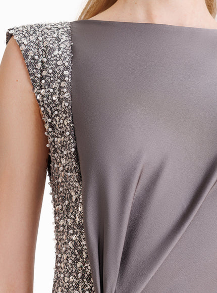 Gemy Maalouf Slim-Cut Gown With Drapings On The Waist