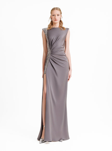 Gemy Maalouf Slim-Cut Gown With Drapings On The Waist