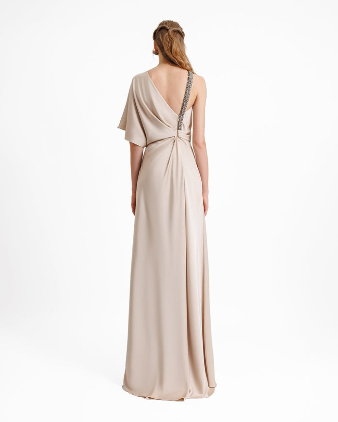 Gemy Maalouf Asymmetrical Neckline Draping Gown