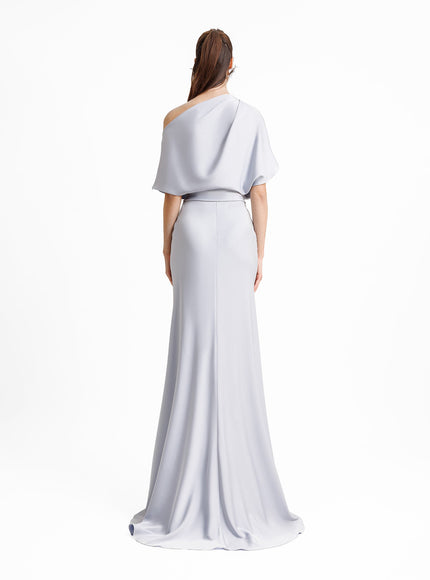 Gemy Maalouf Asymmetrical Draped Neckline Gown No. 1955