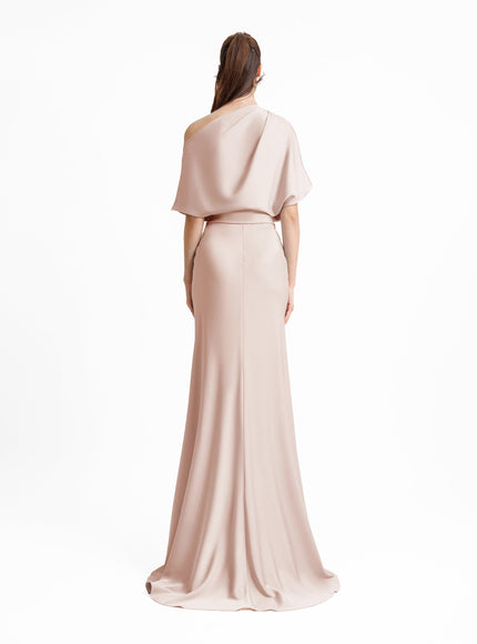 Gemy Maalouf Asymmetrical Draped Neckline Gown No. 1955